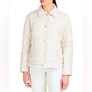 Courtside Cream Button Up Italian Coat Sz L IT 46